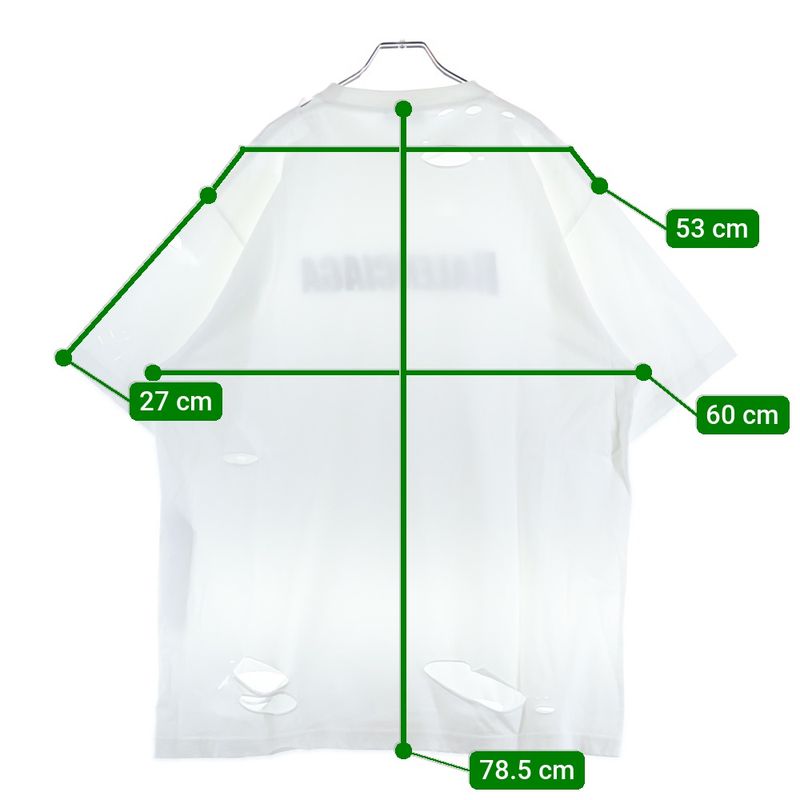 Balenciaga 21SS Caps Destroyed Flatground Tee Destroyed Crew Neck Short Sleeve