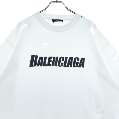 Balenciaga 21SS Caps Destroyed Flatground Tee Destroyed Crew Neck Short Sleeve