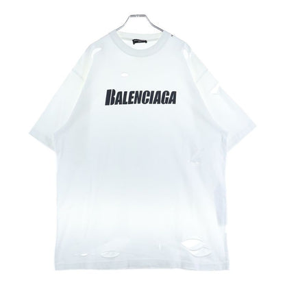 Balenciaga 21SS Caps Destroyed Flatground Tee Destroyed Crew Neck Short Sleeve
