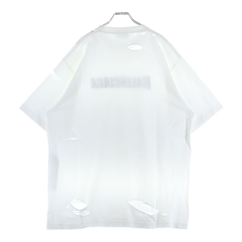 Balenciaga 21SS Caps Destroyed Flatground Tee Destroyed Crew Neck Short Sleeve