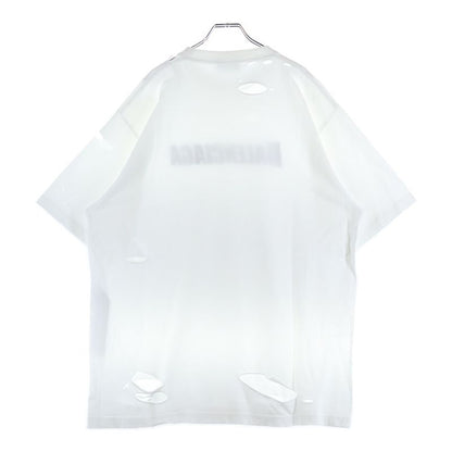Balenciaga 21SS Caps Destroyed Flatground Tee Destroyed Crew Neck Short Sleeve