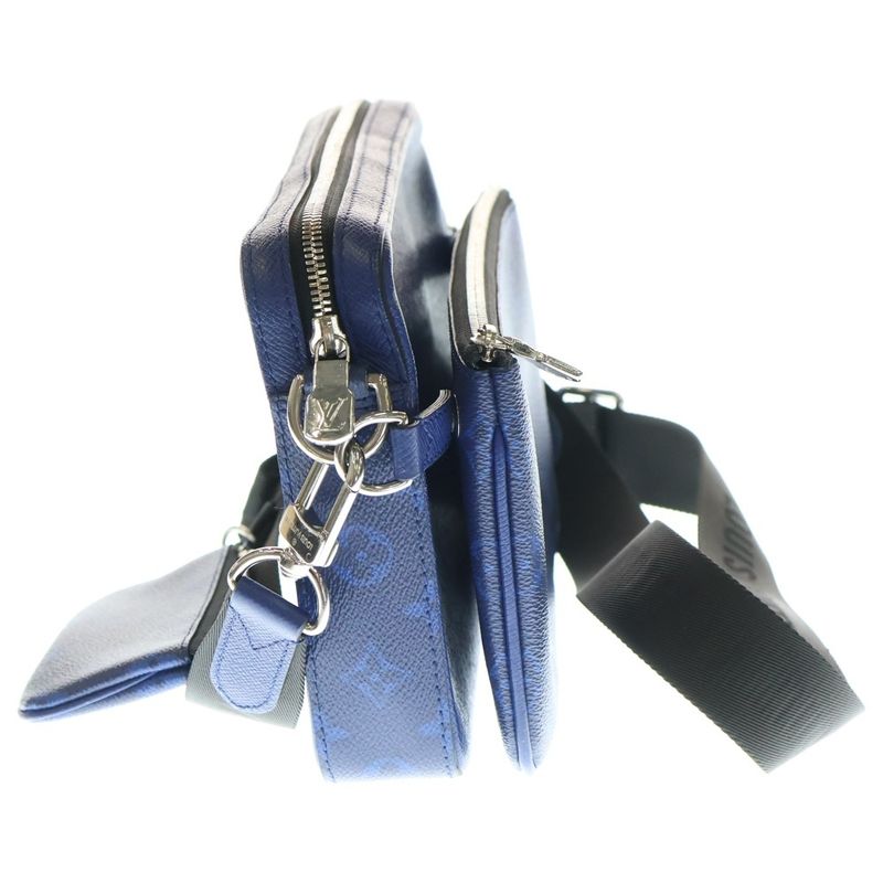 Louis Vuitton Taiga Lama Trio Shoulder Bag Body Bag Blue Leather M30848 Silver