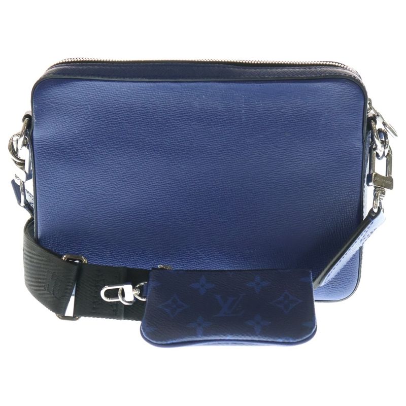 Louis Vuitton Taiga Lama Trio Shoulder Bag Body Bag Blue Leather M30848 Silver