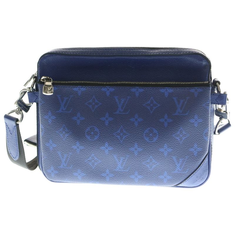 Louis Vuitton Taiga Lama Trio Shoulder Bag Body Bag Blue Leather M30848 Silver