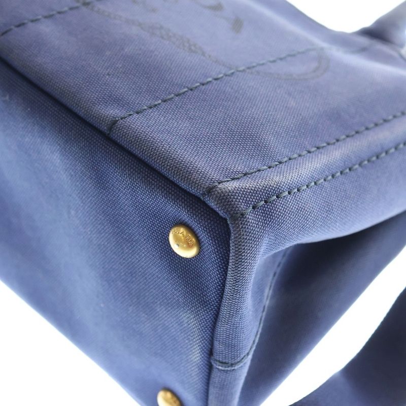 Prada Canapa 2WAY Handbag Shoulder Bag Blue Canvas B2439g Gold Hardware