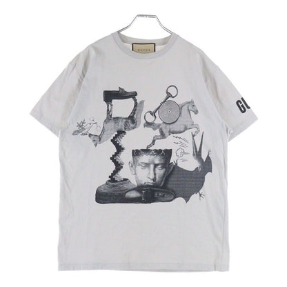 Gucci Sleeve Logo Graphic Print Horsebit Crew Neck Short Sleeve T-shirt Cut And
