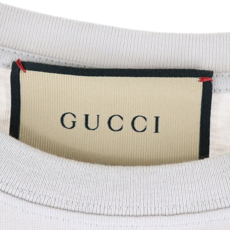 Gucci Sleeve Logo Graphic Print Horsebit Crew Neck Short Sleeve T-shirt Cut And