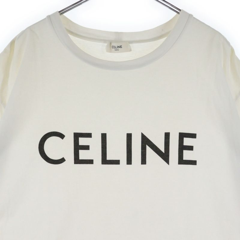 Celine 22AW Loose Fit Logo Print Short Sleeve T-shirt Cut And Sewn White