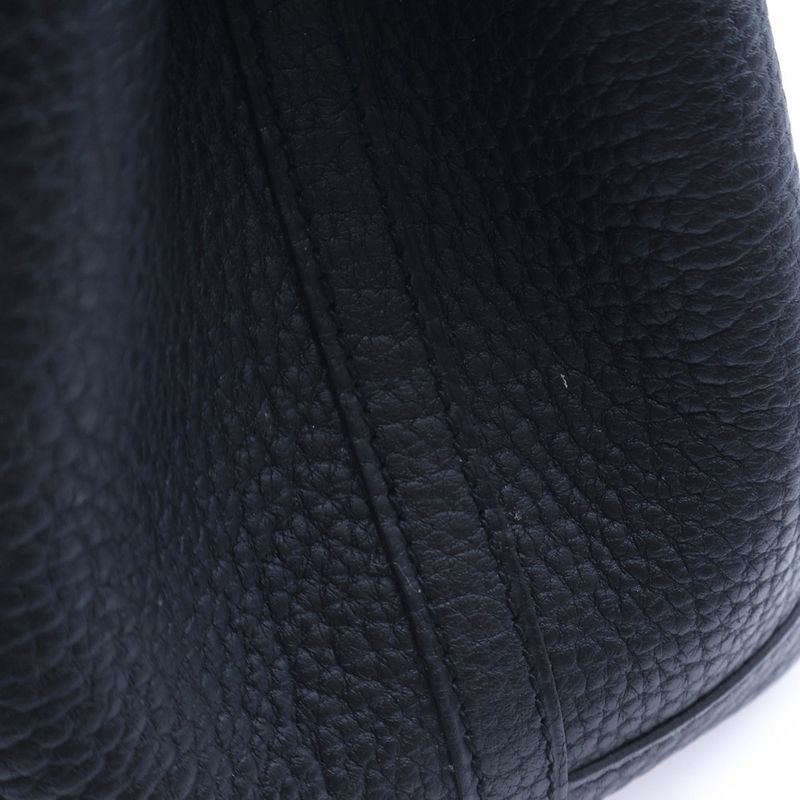 Hermes Garden Party TPM Handbag Black Negonda Silver Hardware Engraved Z