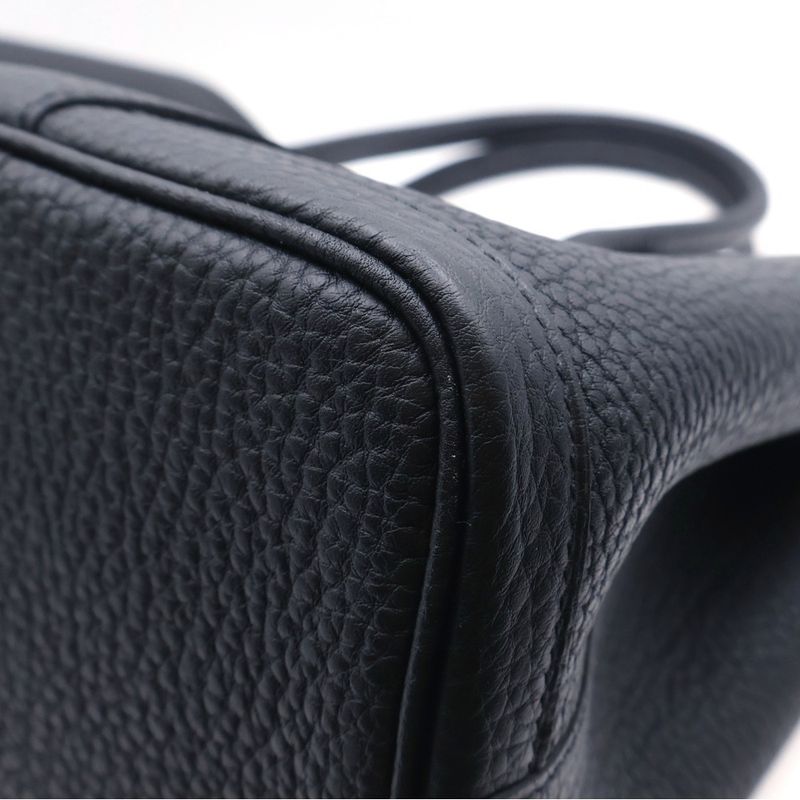 Hermes Garden Party TPM Handbag Black Negonda Silver Hardware Engraved Z