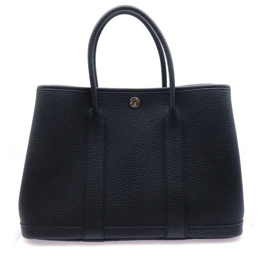 Hermes Garden Party TPM Handbag Black Negonda Silver Hardware Engraved Z