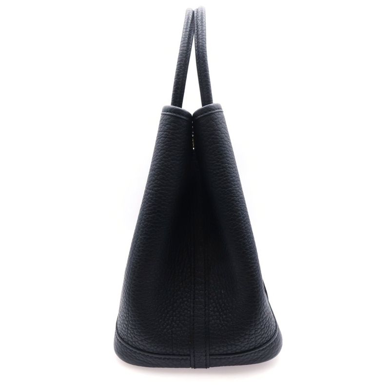 Hermes Garden Party TPM Handbag Black Negonda Silver Hardware Engraved Z