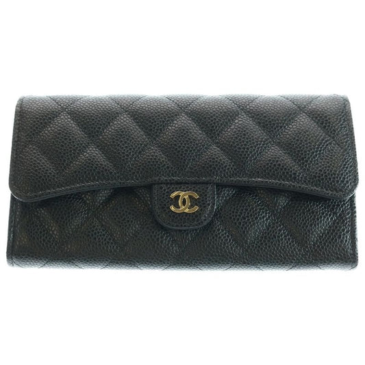 Chanel Coco Marc Matelasse Lambskin Leather Long Wallet Gdhardware Black