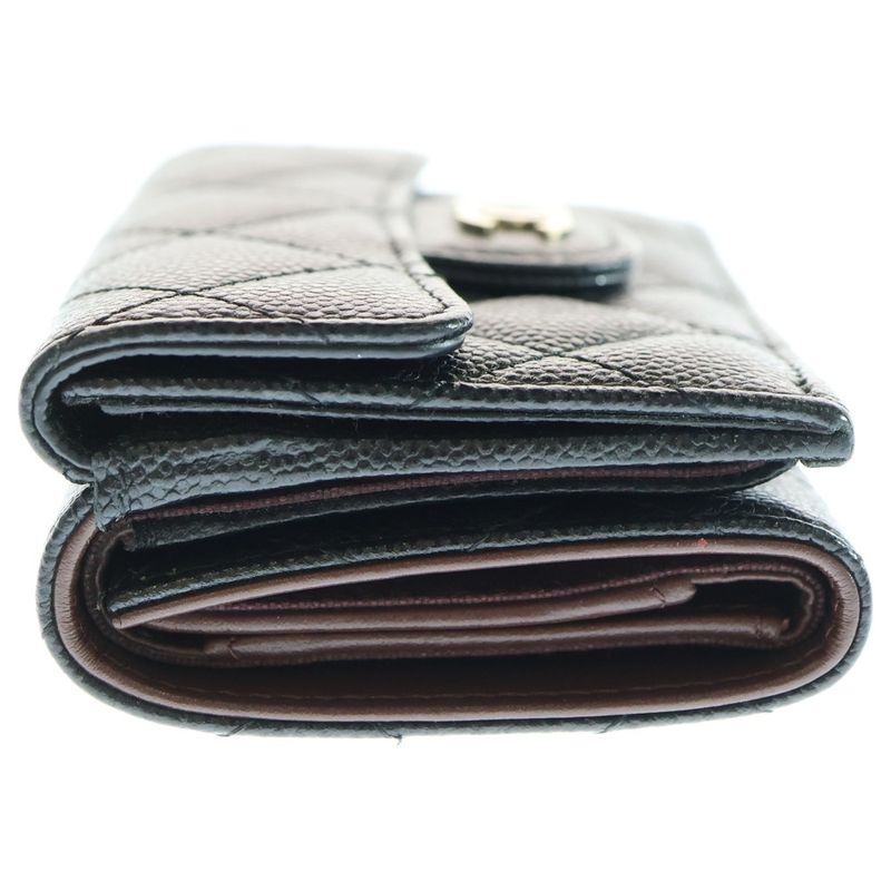 Chanel Coco Marc Matelasse Caviar Skin Small Flap Leather Compact Wallet