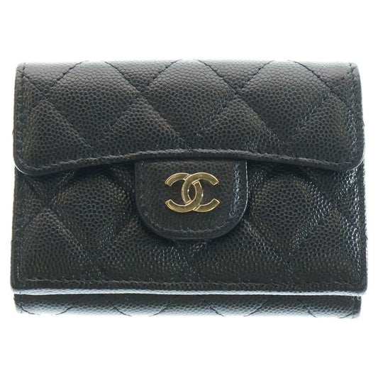Chanel Coco Marc Matelasse Caviar Skin Small Flap Leather Compact Wallet