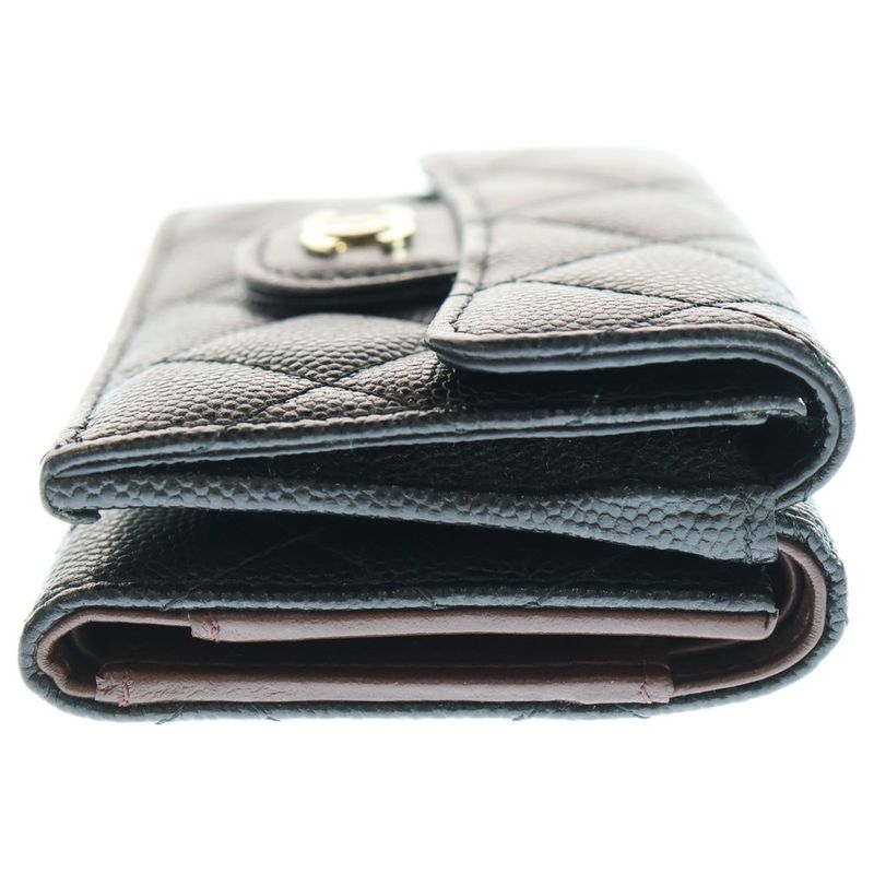 Chanel Coco Marc Matelasse Caviar Skin Small Flap Leather Compact Wallet