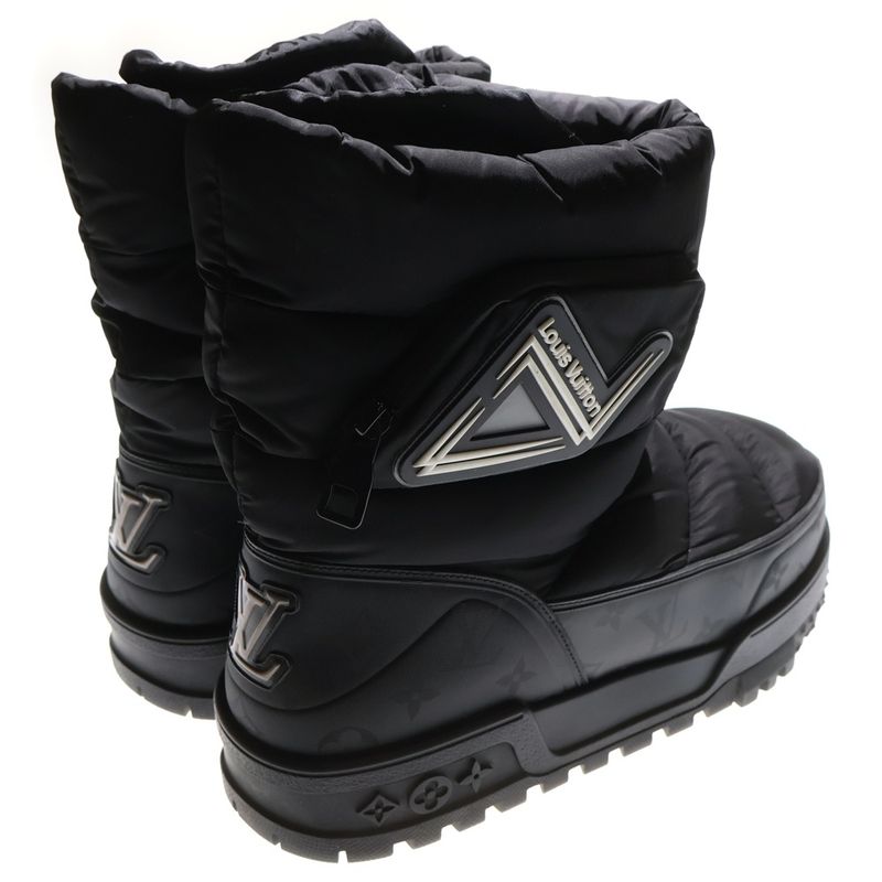 Louis Vuitton LV Alpine Line Monogram Quilted Snow Boots With Logo Patch Black