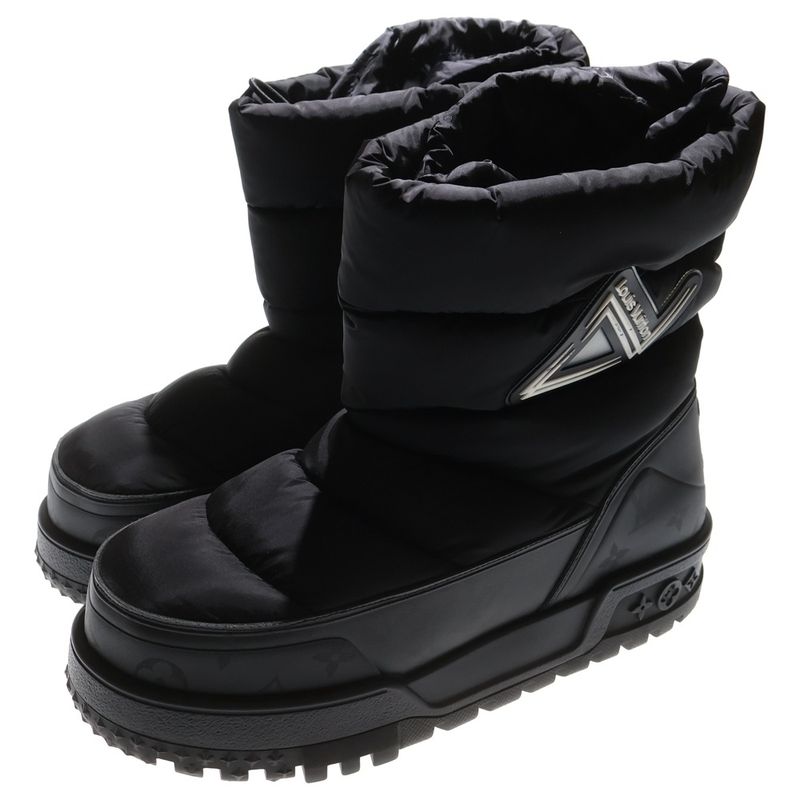 Louis Vuitton LV Alpine Line Monogram Quilted Snow Boots With Logo Patch Black
