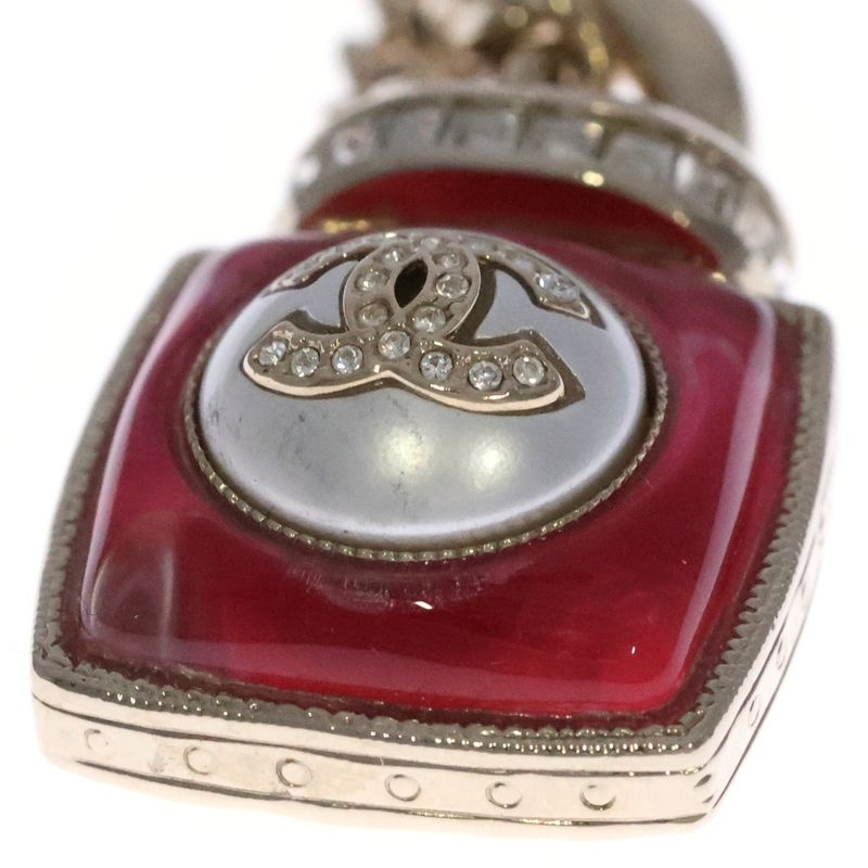 Chanel Coco Mark Perfume Chain Necklace Pendant Chain Pink X Silver