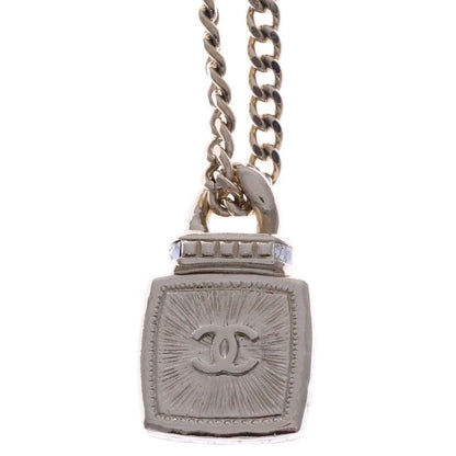 Chanel Coco Mark Perfume Chain Necklace Pendant Chain Pink X Silver