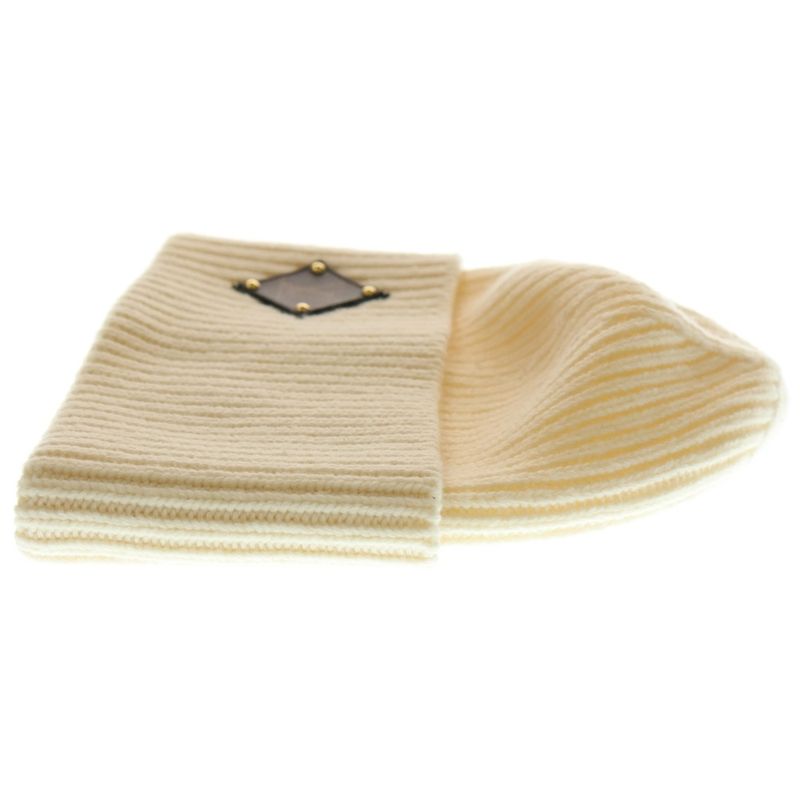 Louis Vuitton Bonnet LV Beanie Knit Cap Hat Ivory Wool M76707