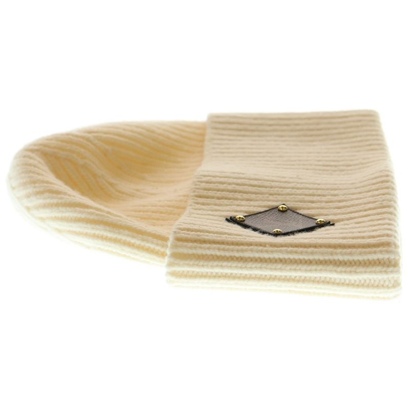 Louis Vuitton Bonnet LV Beanie Knit Cap Hat Ivory Wool M76707