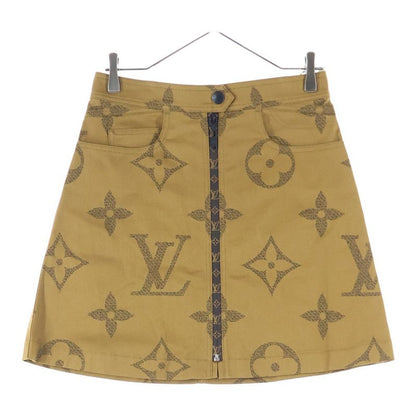 Louis Vuitton 19SS Monogram Giant Reverse Allover Zip Design Mini Skirt Brown