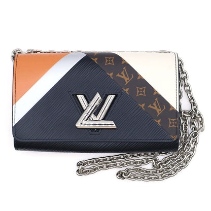 Louis Vuitton Epi Portefeuille Twisted Chain Wallet Purse Shoulder Bag Black