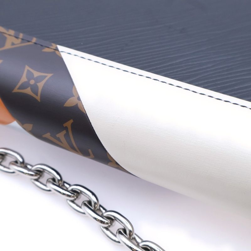 Louis Vuitton Epi Portefeuille Twisted Chain Wallet Purse Shoulder Bag Black