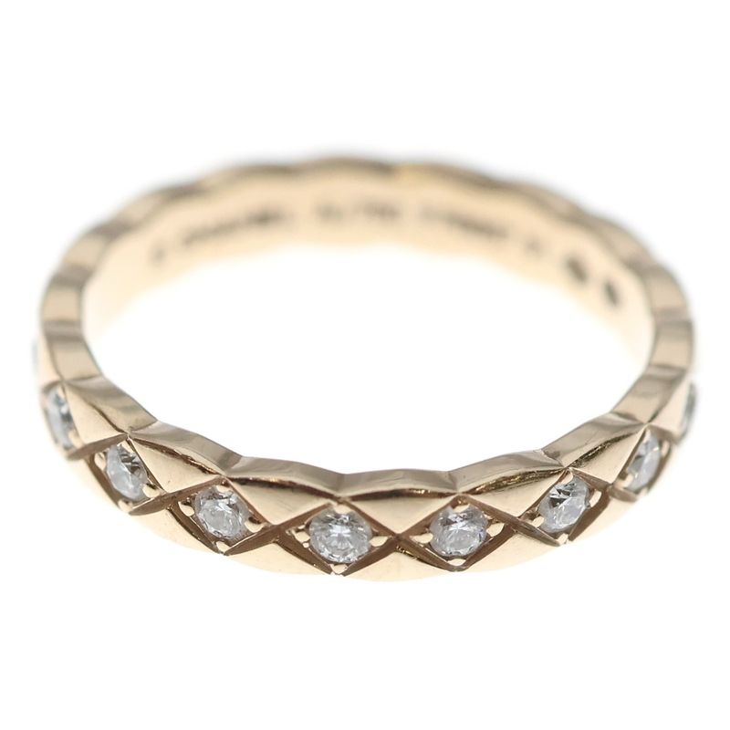 Chanel Coco Crush Collection Ring Diamond Mini Model 18k Beige Gold J11786