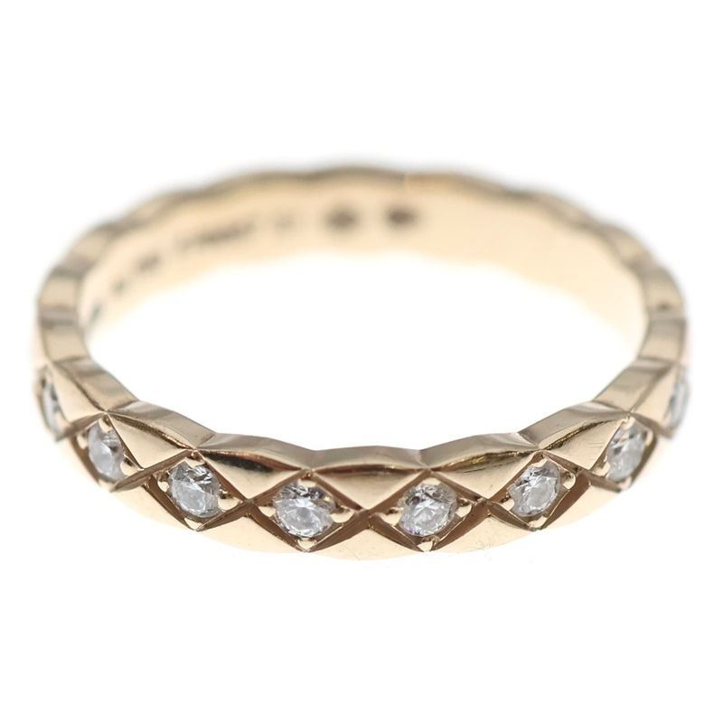 Chanel Coco Crush Collection Ring Diamond Mini Model 18k Beige Gold J11786
