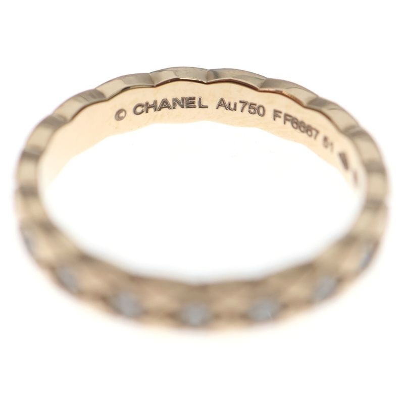 Chanel Coco Crush Collection Ring Diamond Mini Model 18k Beige Gold J11786