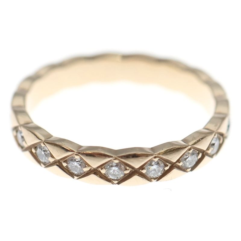 Chanel Coco Crush Collection Ring Diamond Mini Model 18k Beige Gold J11786