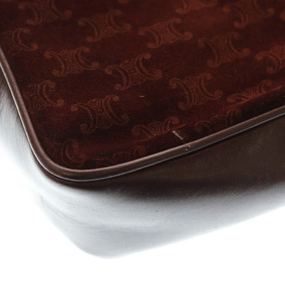 Celine Macadam Shoulder Bag Velour Red Bordeaux Leather Gold Hardware