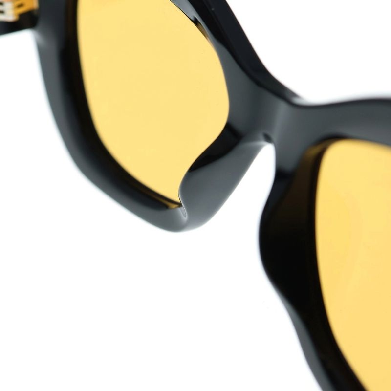 Chanel Cat's Eye Shape Rhinestone Logo Temple Sunglasses Eyewear Black Yellow