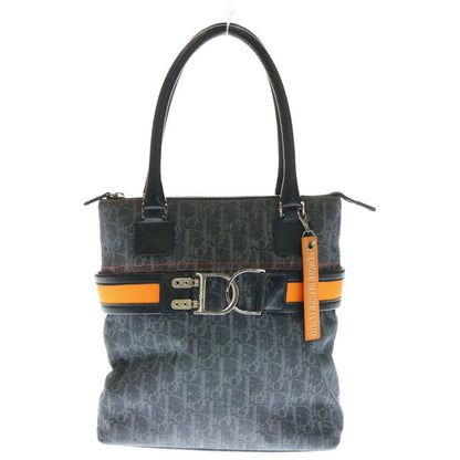 DIOR Flight Line Tote Handbag Navy And Orange Canvas And Leather 01-ru-1005