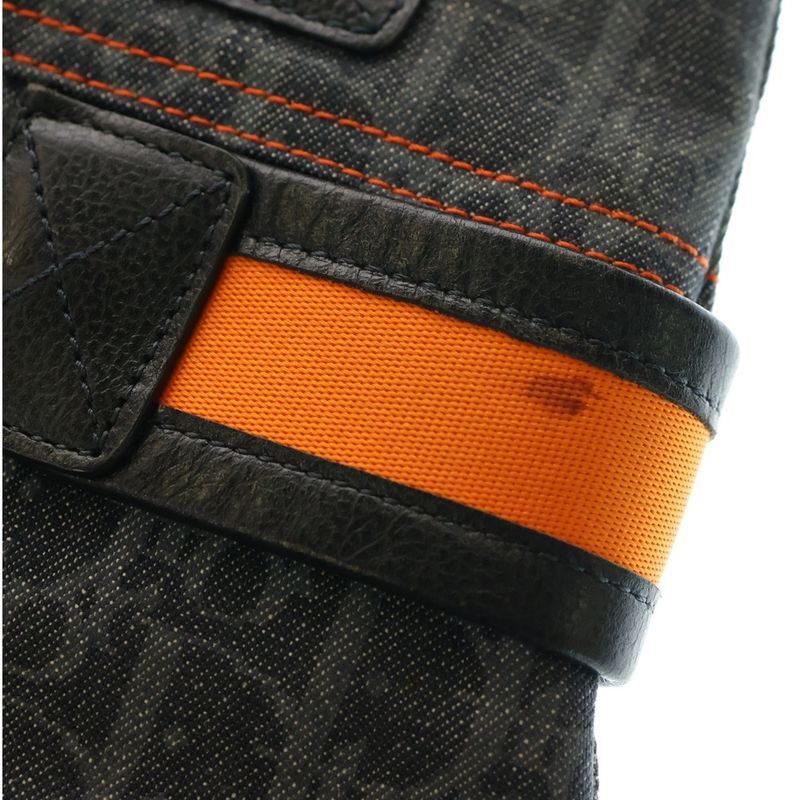 DIOR Flight Line Tote Handbag Navy And Orange Canvas And Leather 01-ru-1005