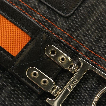 DIOR Flight Line Tote Handbag Navy And Orange Canvas And Leather 01-ru-1005