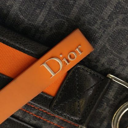 DIOR Flight Line Tote Handbag Navy And Orange Canvas And Leather 01-ru-1005