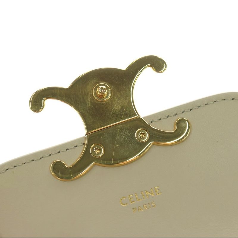 Celine Mini Triomphe Shoulder Bag Mini Bag Ivory Leather Gold Hardware