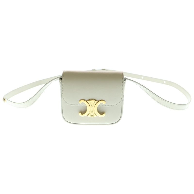 Celine Mini Triomphe Shoulder Bag Mini Bag Ivory Leather Gold Hardware
