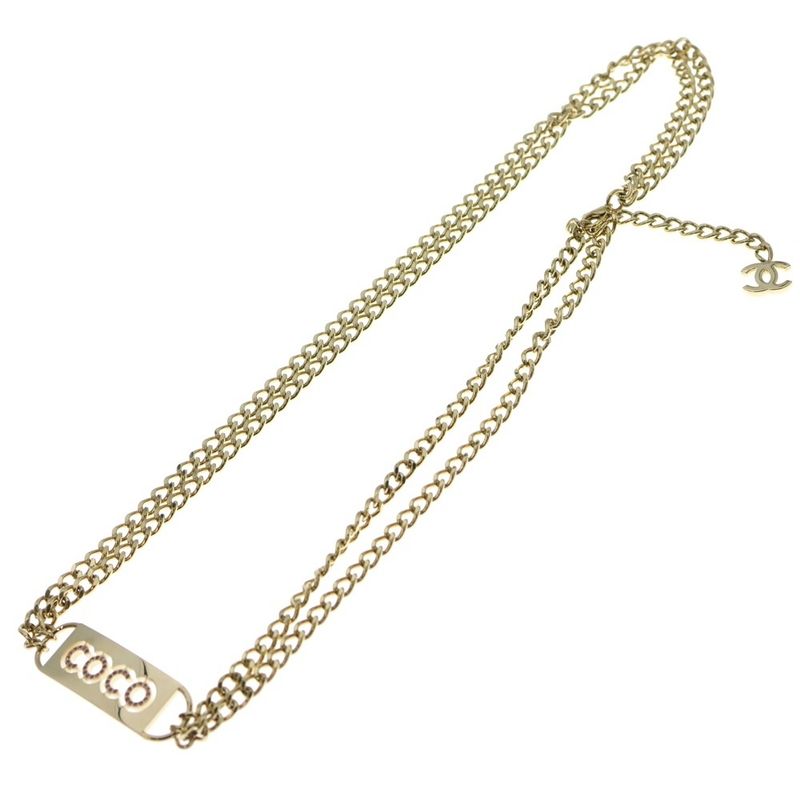 Chanel Rhinestone Chain Belt Gold 02P GP Accessories