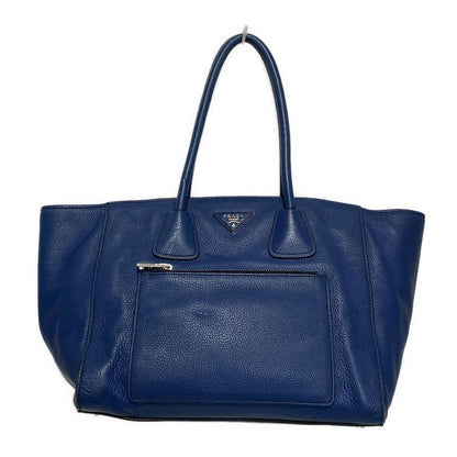 Prada Tote Bag - Navy Leather Tag Leather