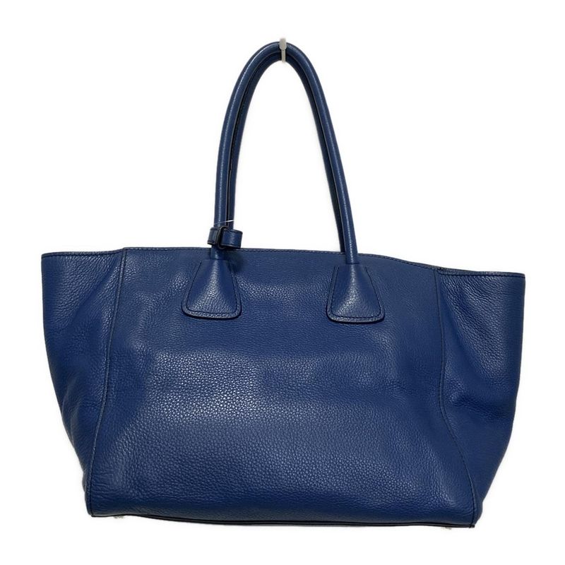 Prada Tote Bag - Navy Leather Tag Leather