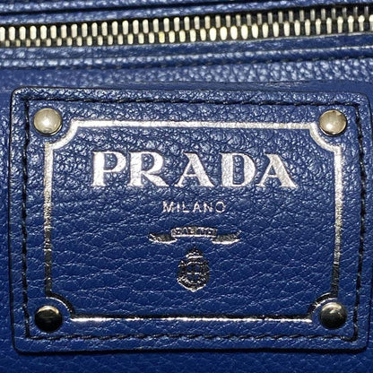 Prada Tote Bag - Navy Leather Tag Leather