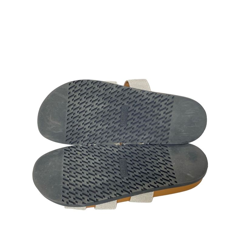 Hermes Sandals 10 Men's Chypre Grey Beige And Light Brown Leather
