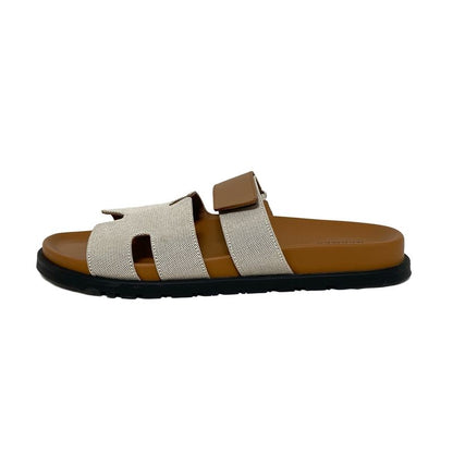 Hermes Sandals 10 Men's Chypre Grey Beige And Light Brown Leather