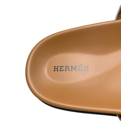 Hermes Sandals 10 Men's Chypre Grey Beige And Light Brown Leather