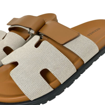 Hermes Sandals 10 Men's Chypre Grey Beige And Light Brown Leather
