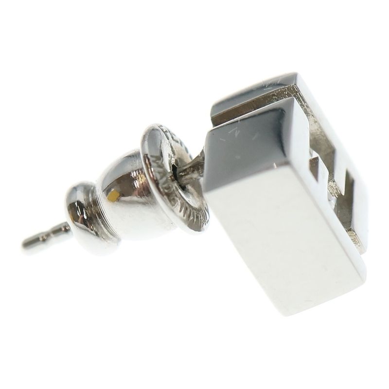 Fendi Zucca Rhinestone Stud Earrings Silver